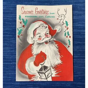 Vintage Season’s Greetings Panorama City California Photo Holder Christmas Card